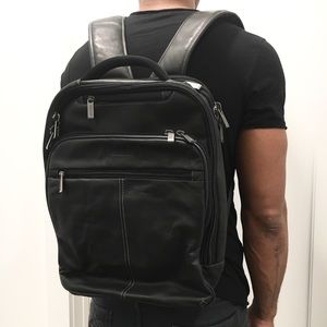 Kenneth Cole Reaction Black Leather Backpack Men